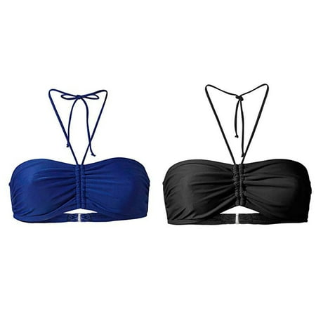 2-Pack Women s Summer Mix & Plain Bikini Bandeau Top Swimwear Beachwear Mom Bra Small Bras Women Sports Bra High Support 36c Bras for Women Push up Y Sports Bra Bra Womens Women Strapless Bra Bra