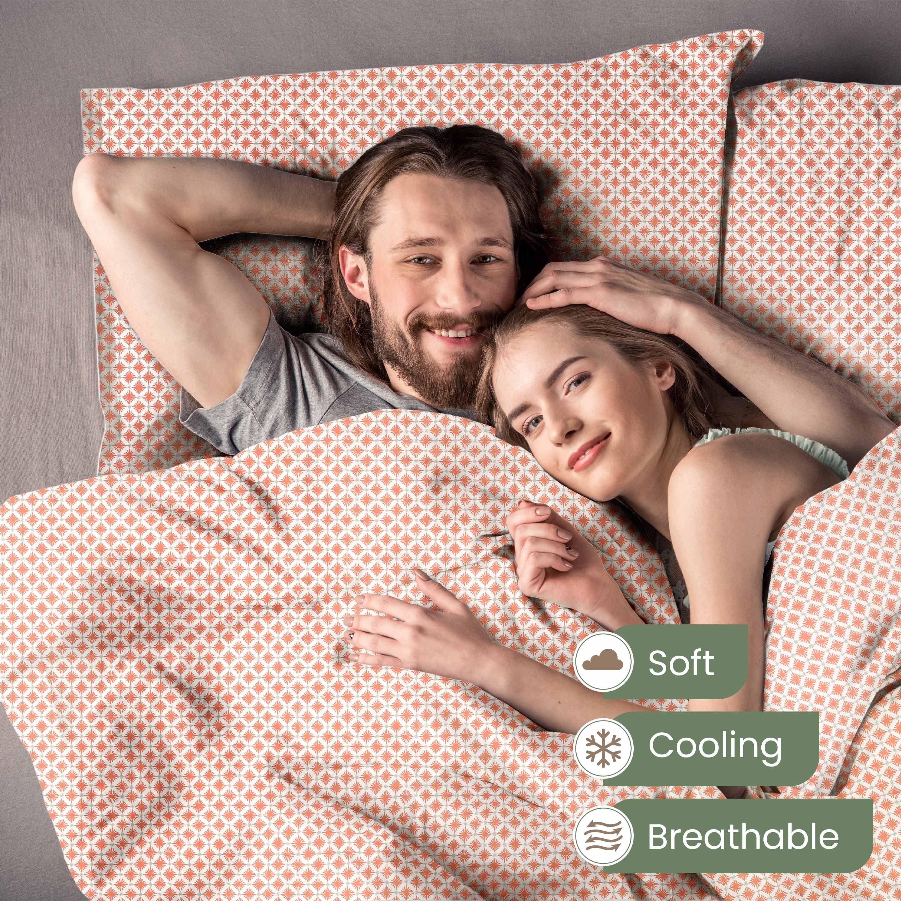 EcoPure 3-Piece Twin Sheet Set | 100% Organic Cotton | Comfort Washed | Deep Pocket | Orange