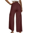 thumbnail image 5 of WIZUTIZ Womens Casual Pants Vintage Stylish Relaxed Fit Wide Leg Palazzo Pants Spandex Elastic High Rise Trousers Solid Flowy Smocked Ruffled Dress Pants for Lady Tiktok Trend Items Club Red, 5 of 5