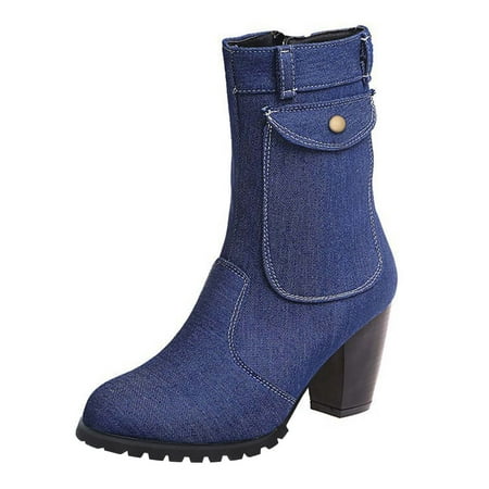 

ZHAGHMIN Fashion Knee High Boots High Retro Heels Fashion Zipper Women S Shoes Short Boots Breathable Women S Boots Women Garden Boots Flat Boots For Women Low Heel Boots For Women Leather Boots For