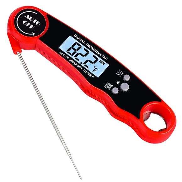Laeeully Instant Read Digital Meat Thermometer, Calibrated with Backlight Collapsible Probe, Waterproof Kitchen Cooking BBQ Food Thermometer