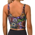 thumbnail image 4 of Goofa Vintage Floral Printed Sports Bras for Women, High Impact Running Bra Workout Crop Tank Tops Longline Sports Bra Push up-Medium, 4 of 9