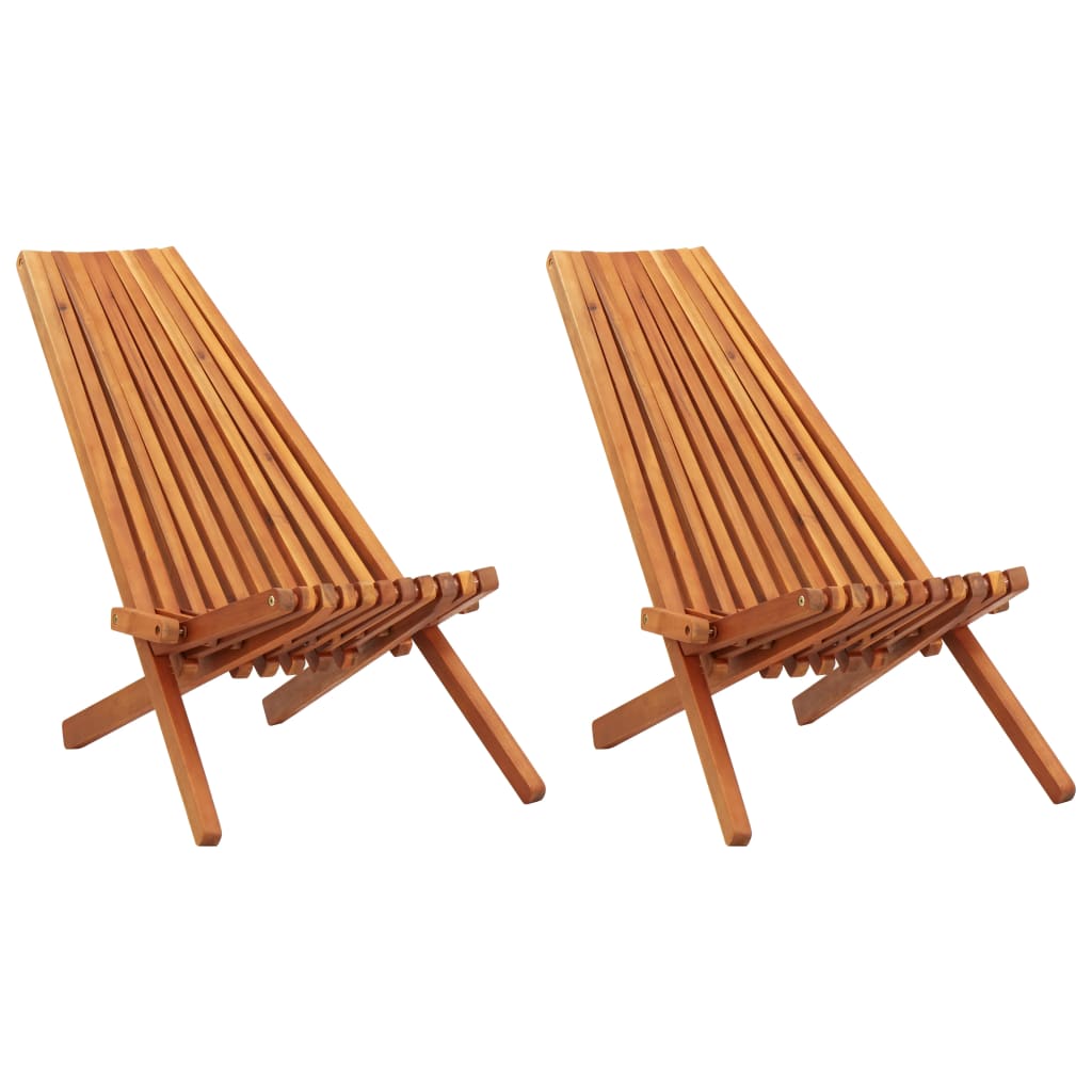 vidaXL 1/2x Solid Acacia Wood Folding Outdoor Lounge Chairs Deck Chair Seat - image 4 of 15