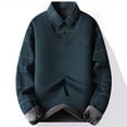 thumbnail image 1 of Blusa y camisa de manga larga con cuello vuelto para hombre, informal, de moda, con forro polar falso, dos botones LED, suéter de manga larga, blusa de poliéster para hombre, 1 of 3