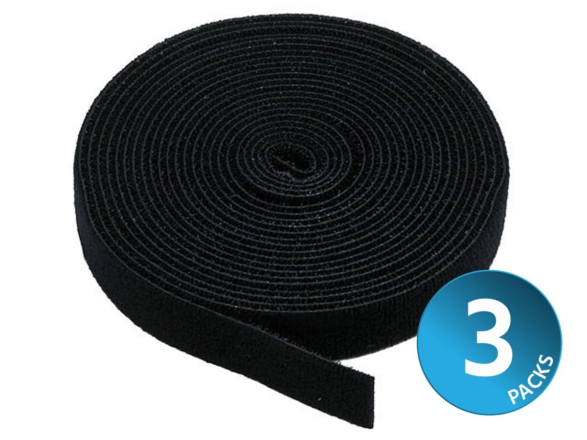 Monoprice 3Pack Hook & Loop Fastening Tape 5 yard/roll, 0.75in, Black