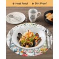 thumbnail image 3 of 13 Inch Round Placemats Set of 6, Gnomes Easter Non Slip Heat Insulation PP Table Mats, Eucalyptus Spring Floral Eggs Leaves Wooden Washable Place Mats for Kitchen Dining Party Table Decor, 3 of 7