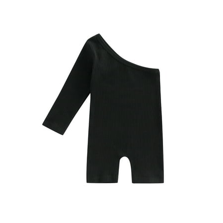 

Franhais Baby Kids Girls Short Jumpsuit One-shoulder Solid Summer Bodysuit for Daily Party