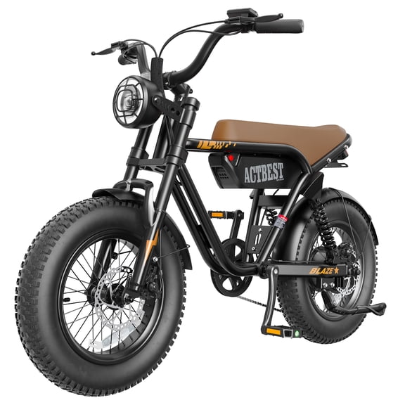 ACTBEST Blaze 16" Fat Tire Electric Bike for Adults/Teens, Retro Fat Tire Ebike, 700W Motor, 48V 10.4Ah Battery , Full Suspension, Mountain eBike