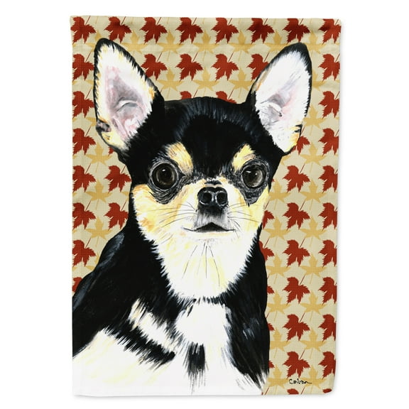 Carolines Treasures SC9239-FLAG-PARENT Chihuahua Fall Leaves Portrait Flag  multicolor