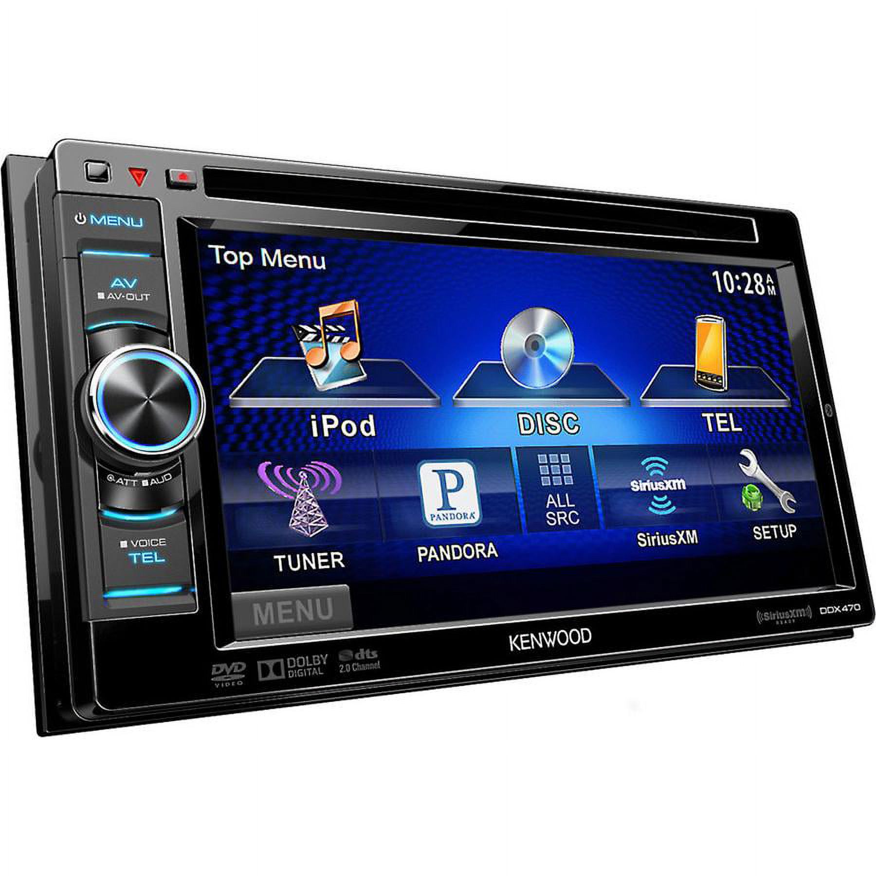 Kenwood DDX470 Bluetooth USB Double-DIN In-Dash DVD Receiver, 6.1