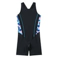 thumbnail image 3 of Zaldita Girls Boyleg Swimsuit Sleeveless Open Back Bathing Suit Quick Drying Wetsuit Summer Sunsuit Blue Camouflage&Black 14, 3 of 7