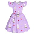 thumbnail image 4 of Easter Bunny Print Girls Dress - Flutter Sleeve Party Outfit, Casual Summer Playwear for Toddler Baby Girls and Spring Holidays, 4 of 4