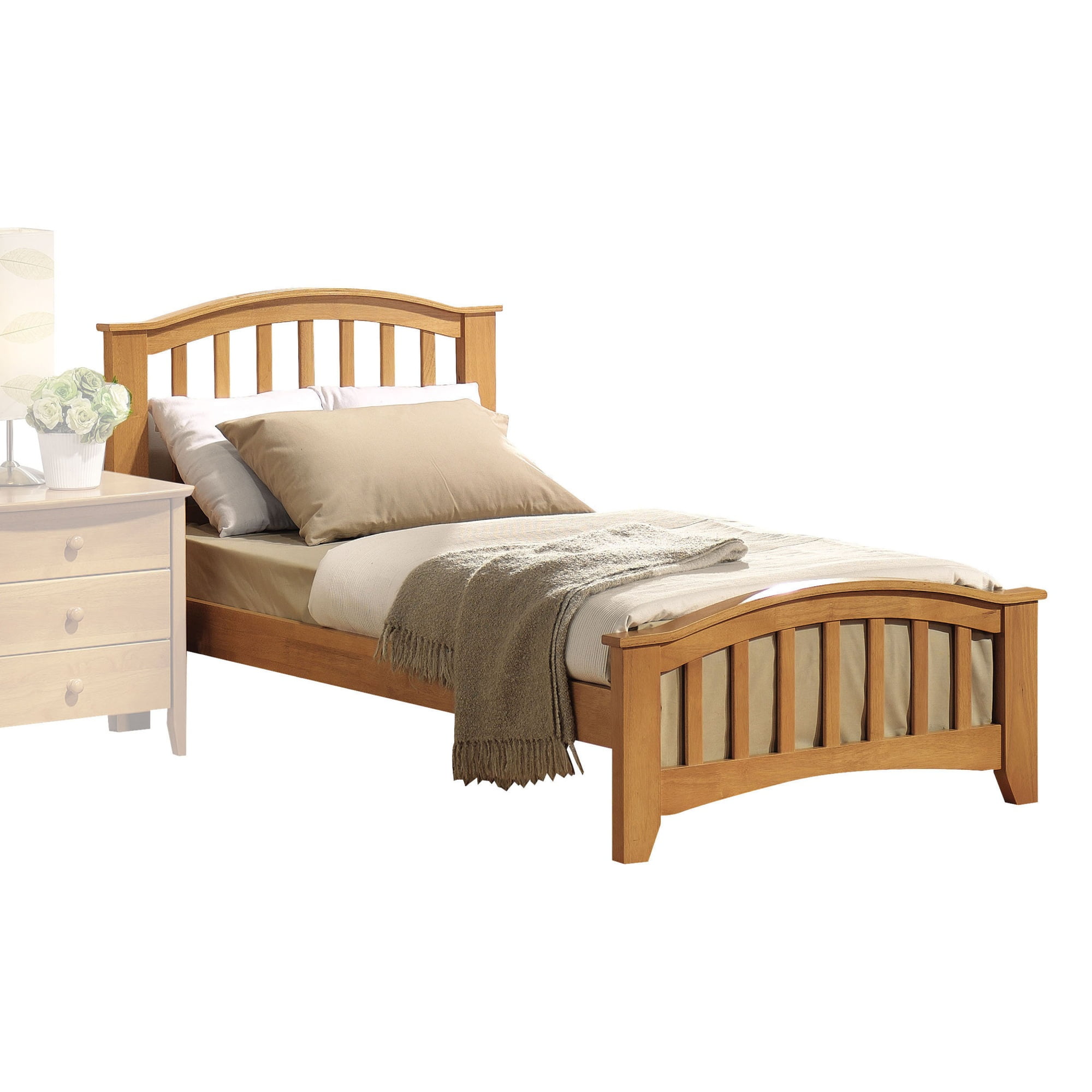 Mission Style Wooden Twin Bed with Arched Slatted ...