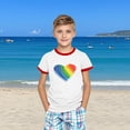thumbnail image 5 of FamilyThread Girls Boys Short Sleeve Raglan T Shirts Kids Rainbow Striped Summer Tops Crewneck Basic Rainbow Graphic Tees 3-13 Years, 5 of 8