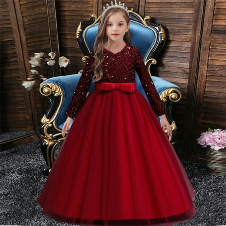 

Princess Dress Girls Long Sequin Dresses Kids