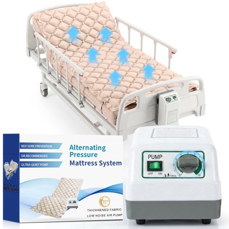 Alternating Air Pressure Mattress Pad - Bed Sore Prevention Topper with Quiet Pump & Waterproof Cover, 130 Air Cells for Home Care (75"x35")