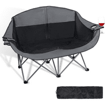 Outdoor Folding Double Camping Chair Adults 2 Person,Heavy Duty 600 LBS Loveseat with 2 Cup Holder,Portable Carry Bag Included for Camping,Lawn,Backyard,Movie