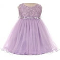 thumbnail image 3 of Little Girls Dress Wedding Pageant Sleeveless Lace Crystal Rhinestone Tulle Sash Flower Girl Dress Lilac 4 (M3B4K0), 3 of 5
