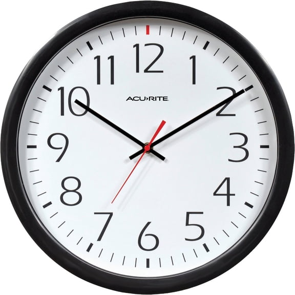 Timex Set and Forget Wall Clock 46004T - Analog Quartz, 14-Inch, Black — Residential Use, Standard Application