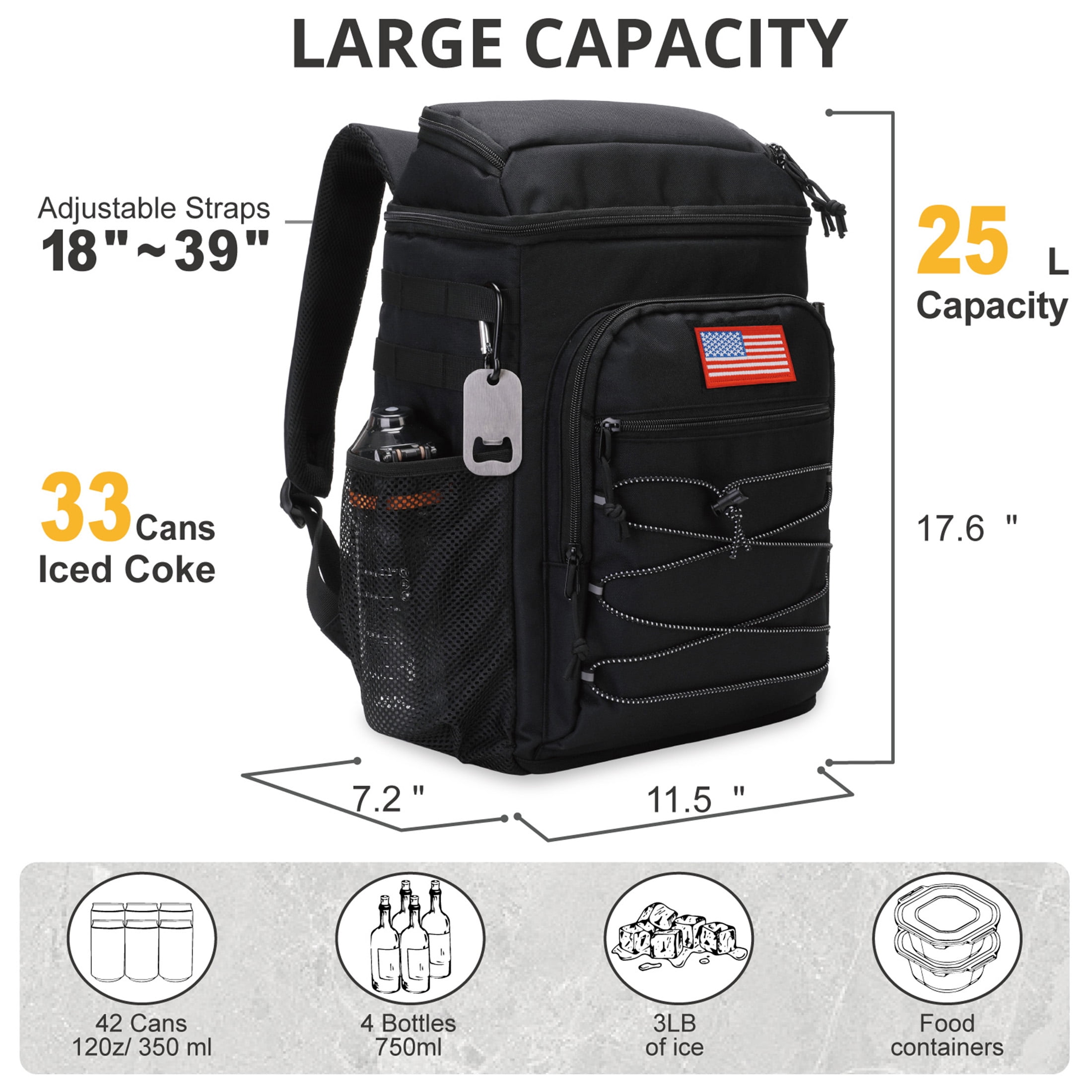 Backpack Cooler for Men, 25L Cooler Backpack Insulated LeakProof, Heavy Duty Lunch Bag