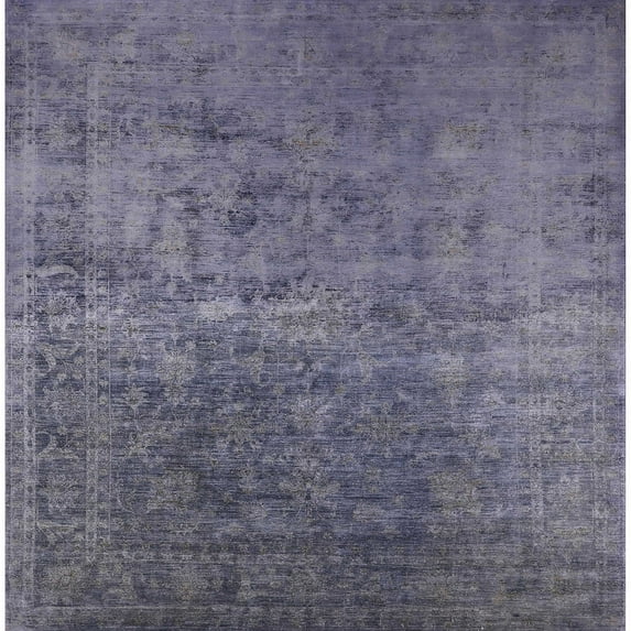 Ahgly Company Indoor Square Mid-Century Modern Purple Oriental Area Rugs, 6' Square