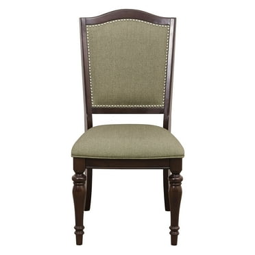 DeeHome Dark Cherry Finish Dining Chairs Set of 2 Upholstered Seat and Back Nailhead Trim Wooden Furniture Side Chairs Set