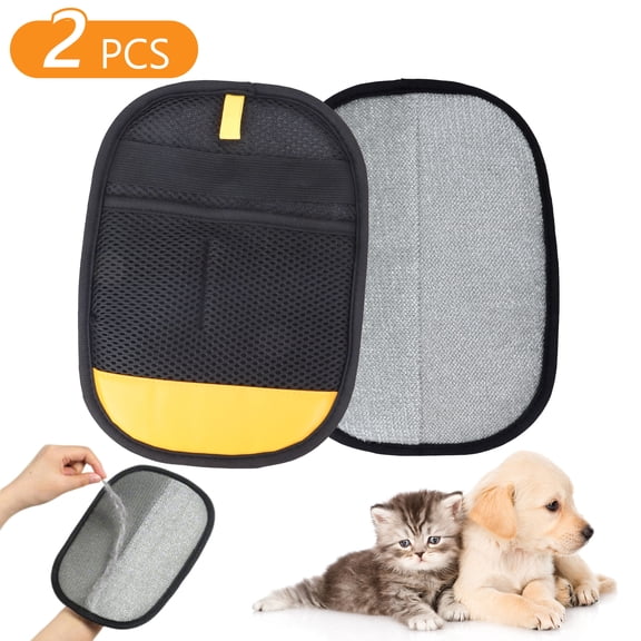 Tripumer 2PCS Pet Hair Removal Gloves Reusable Static Cling Grooming Gloves Cat & Dog Hair Removal Tool for Clothes, Sofas, Carpets, and Car Seats - Black