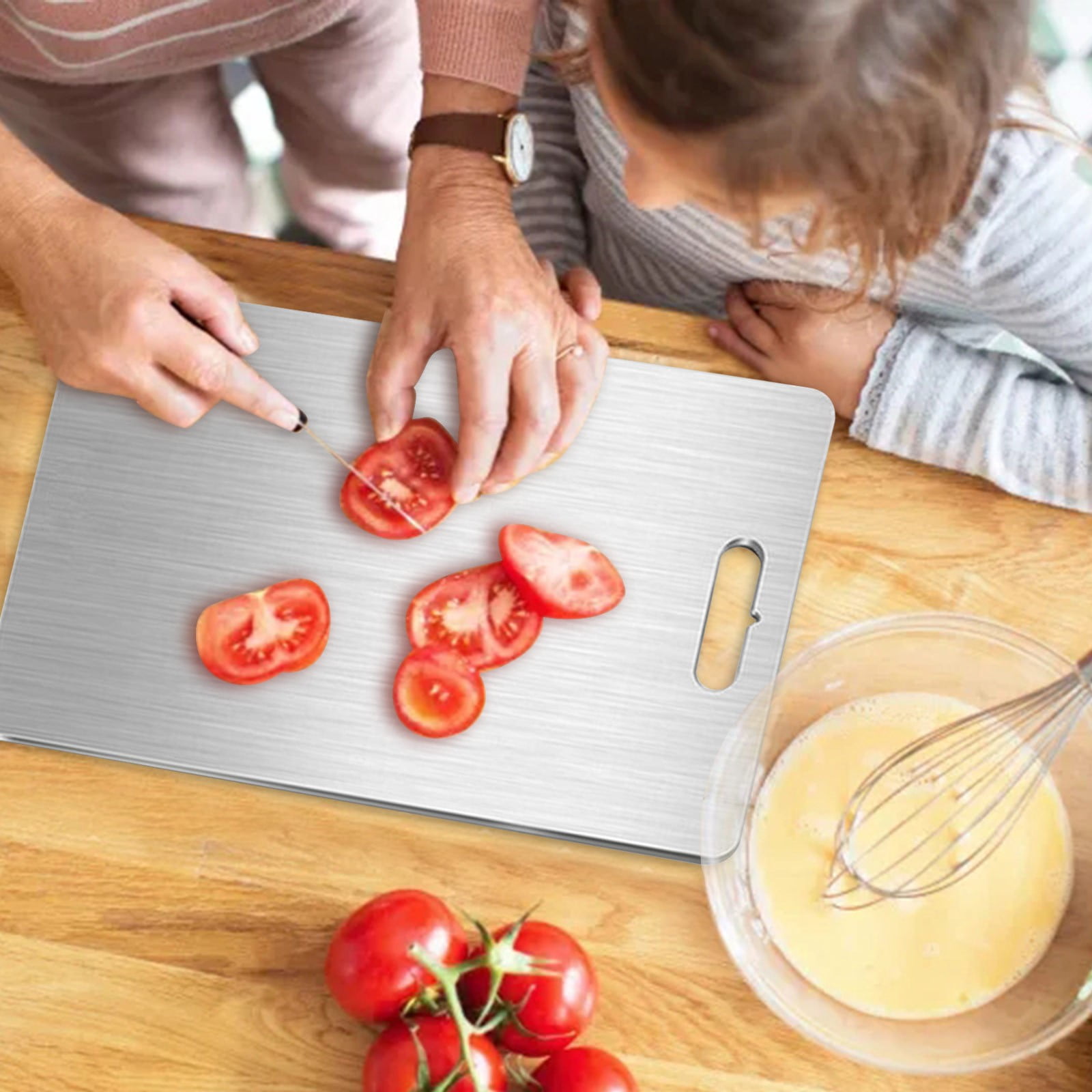 Loyerfyivos Titanium Cutting Boards-100% Pure Titanium Cutting Boards for Kitchen-Cutting Edge Hygiene & Durability,Double Sided Medical-grade Titanium Cutting Mat from Japan (12 x 18 in),Silver