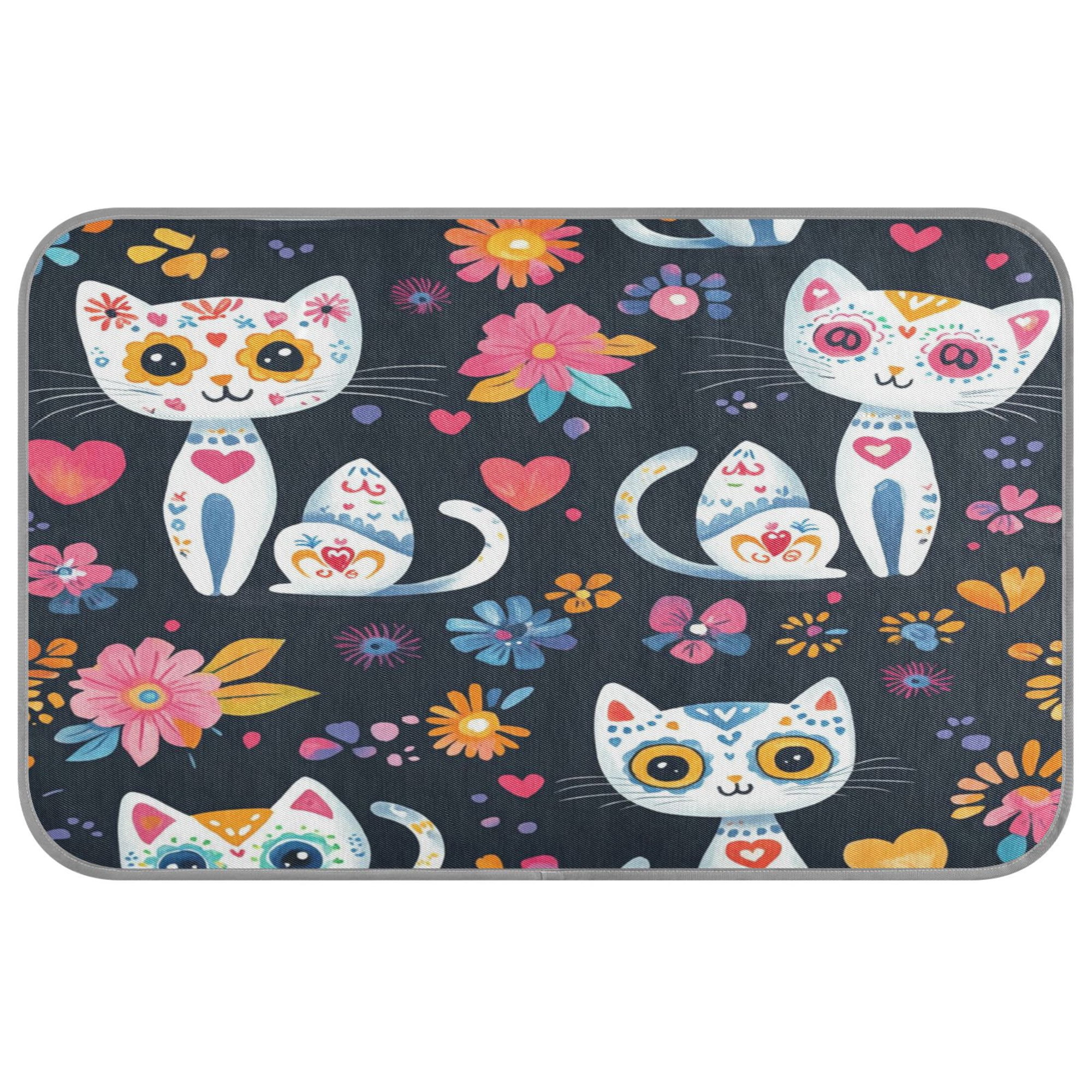 Pet Cooling Mat Breathable Ice Silk Dog Cooling Pad Foldable Summer Sleeping Mat Playful Colorful Cat Pattern for Dogs & Cats 27.6×22in