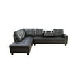 thumbnail image 3 of Hommoo L Shaped Flippable Backrest Sectional Couches and Sofas, 4-Seat Faux Leather Sectional Sofa Sets, Modern Living Room Furniture Sets, 15' Back Height, Black(No Ottoman), 3 of 5