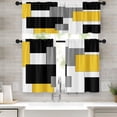 thumbnail image 1 of Yellow Kitchen Curtains Black Grey Window Curtains Valance and Tier Set 36 Inch, White Modern Rod Pocket Short Tier Curtain for Bathroom, Abstract Art Small Cafe Curtains for Decor, 1 of 5