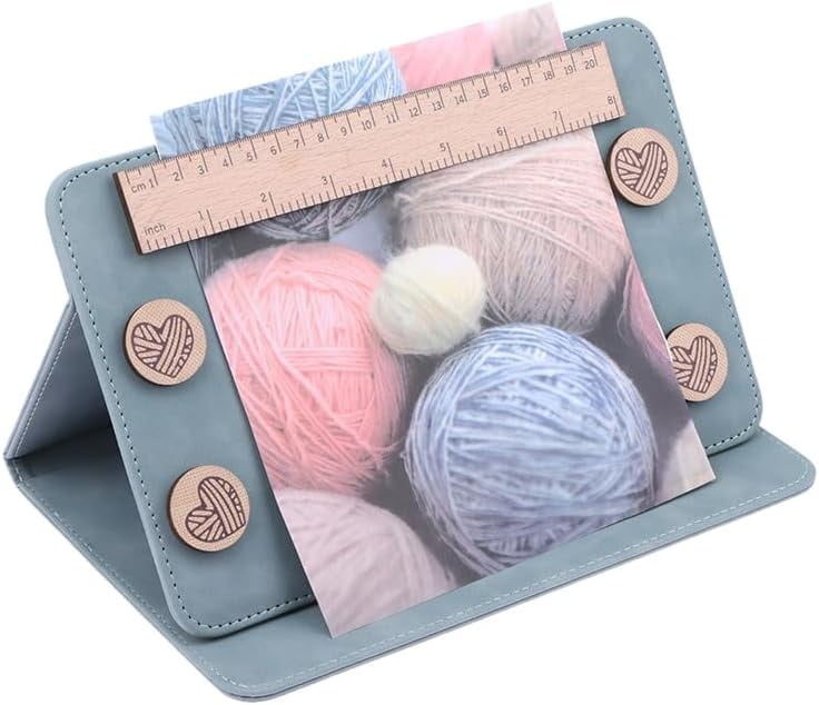ABPETE Pattern Holder, Knitting Chart Holder, Accessories Knitting Pattern Holder Foldable Knitting Chart Keeper with Ruler for for Fixed Crochet Pattern on Knitting Pattern Holder (Purple)