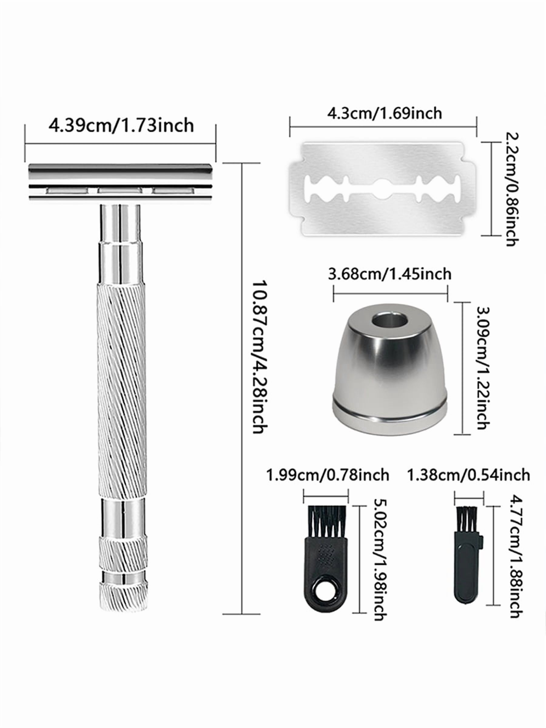 Waysh Classic Double Edge Safety Razor Gift Set for Men with Knurled Non-Slip Handle, Includes Stand & 20 Blades, Chrome Silver