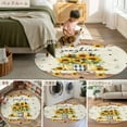 thumbnail image 6 of Sunflower Vintage 5ft Round Rug, Farmhouse Floral Botanical Brown Wooden Non-Skid Rubber Backing Large Area Rugs - Living Room Bedroom Home Office, Indoor Floor Mat Carpets Washable Rug, 6 of 9