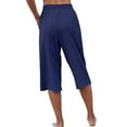 thumbnail image 4 of Dellytop Womens Casual Elastic Waist Solid Color 3/4 Summer Capri Pants, 4 of 5