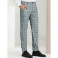 thumbnail image 2 of Unique Bargains Men's Dress Pants Slim Fit Checked Flat Front Business Plaid Formal Pants 30 Gray, 2 of 6
