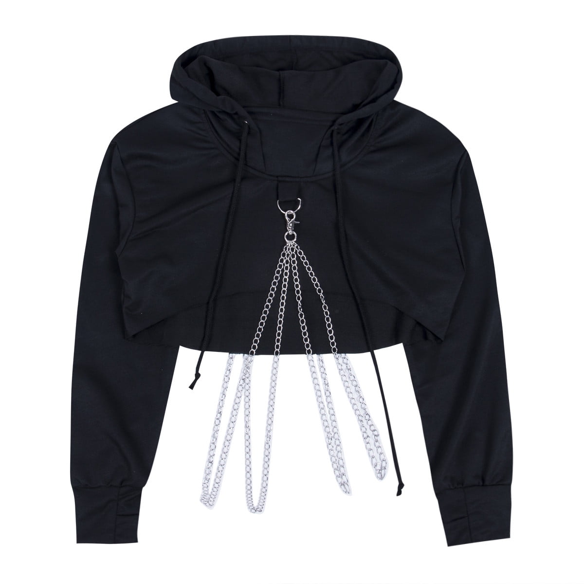 FOCUSNORM Women Pullover Chain Jumper Gothic Hoodie Crop Top - Walmart.com