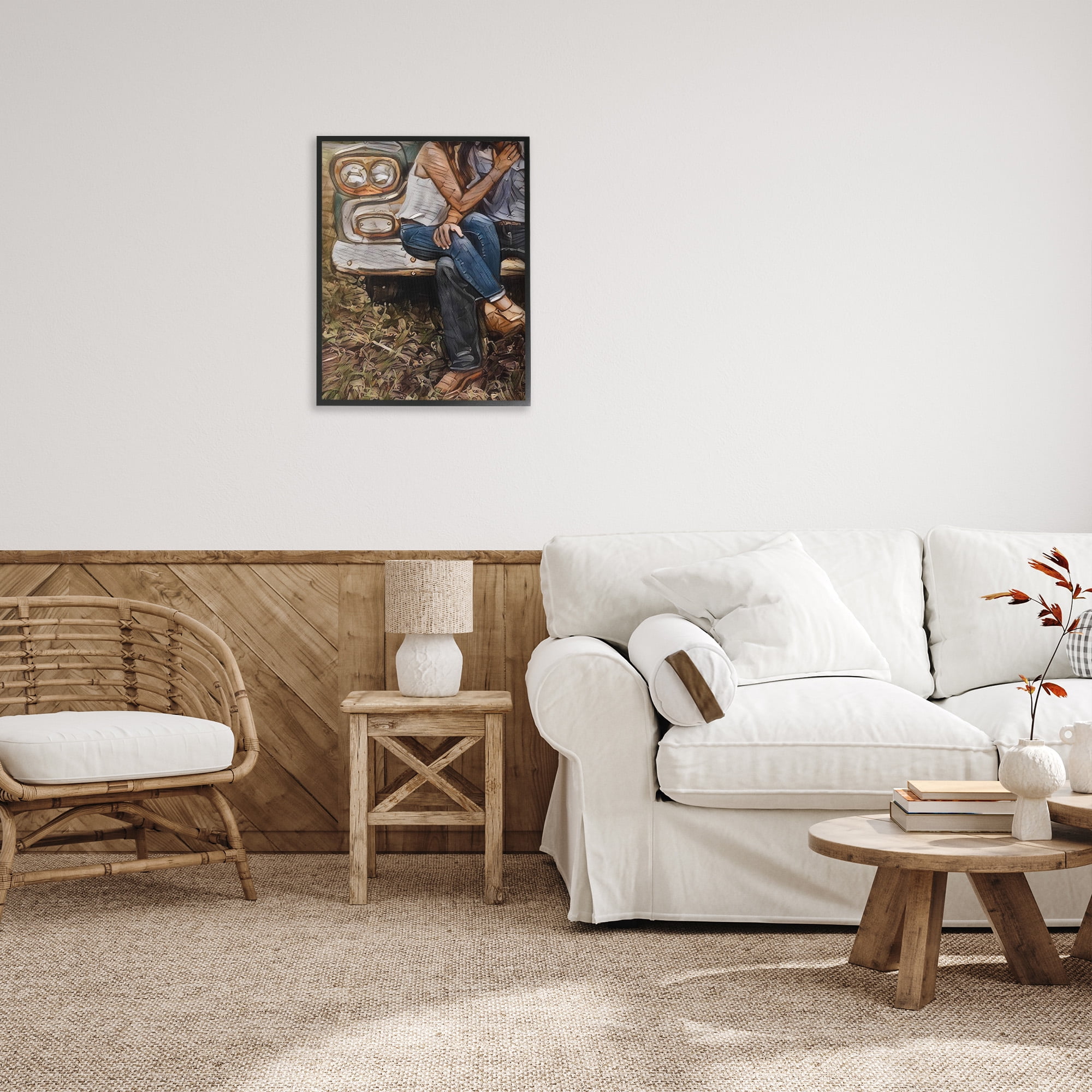 Stupell Industries Loving Farmhouse Couple Transportation Painting Black Framed Art Print Wall Art, 24 x 30