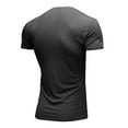 thumbnail image 3 of Camiseta de cuello en V ajustada para hombre: camiseta elástica de manga corta para culturismo, 95 % poliéster, 5 % elastano, tejido de canalé para el gimnasio y el entrenamiento., 3 of 3