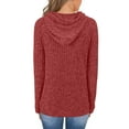 thumbnail image 4 of Women's Lightweight Sweater Hoodies with Pocket Casual Long Sleeve Ribbed Knit Drawstring Hooded Pullover Tops (XL, Watermelon Red), 4 of 7