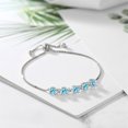 thumbnail image 3 of Gem Stone King 2.74 Ct Round Blue Apatite White Diamond 925 Sterling Silver Tennis Bracelet for Women, 3 of 3