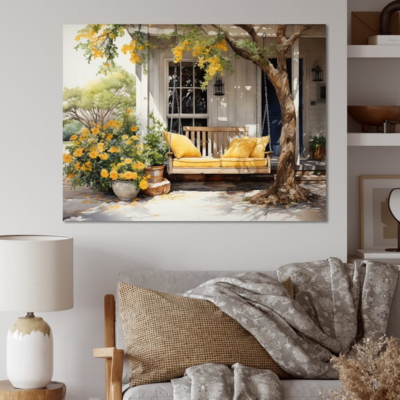 Designart "Country Comfort Farmhouse Yellow wall art III" Floral Canvas Art Print