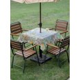 thumbnail image 4 of Outdoor Tablecloth with Umbrella Hole for Patio/Picnic/Party/Camping, Summer Beach Starfish Waterproof Table Cloth Square Cover Washable, Blue Coastal Ocean Conch Wood Grain (60"x 60"), 4 of 9