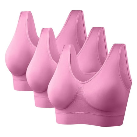 Babcutegg Bras for Women Padded Adjustable Straps Seamless Lightweight Underwear for Women Hot Pink Size 2XL
