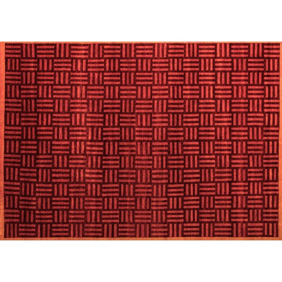 Ahgly Company Indoor Rectangle Abstract Orange Modern Area Rugs, 5' x 7'