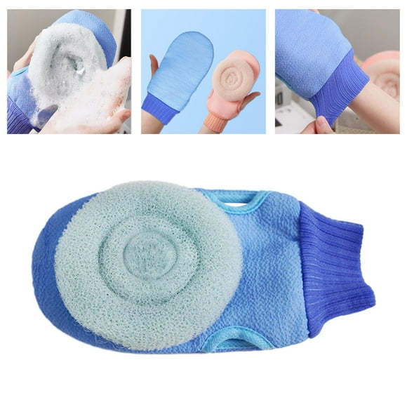 Guante de baño, guantes para fregar, novedad, versátil, depurador corporal para limpieza profunda de baño, ducha, cuerpo, cuello y Azul