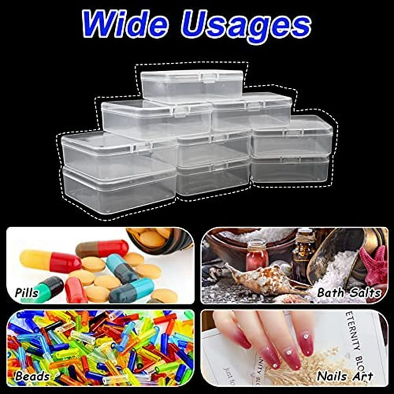 14 Pack Clear Plastic Storage Containers Box with Hinged Lid Clear Square  Box Empty Case for Beads Jewelry Small Items