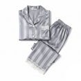 thumbnail image 5 of Neewe Women 2 Piece Plain Satin Lounge Long Sleeve Button Down Shirts and Wide Leg Pants Sets Sleepwear, 5 of 5