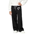 thumbnail image 5 of DJDLJWCJ Teen Girls Wide Leg Sweatpants Winter Warm Elastic Waist Drawstring Baggy Pants Side Pocket Athletic Pants Black Size 5, 5 of 7