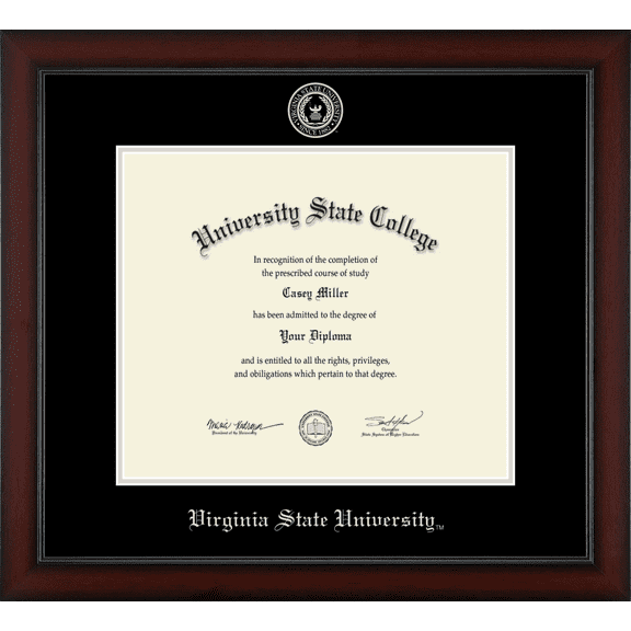 Virginia State University Diploma Frame, Document Size 20" x 17"